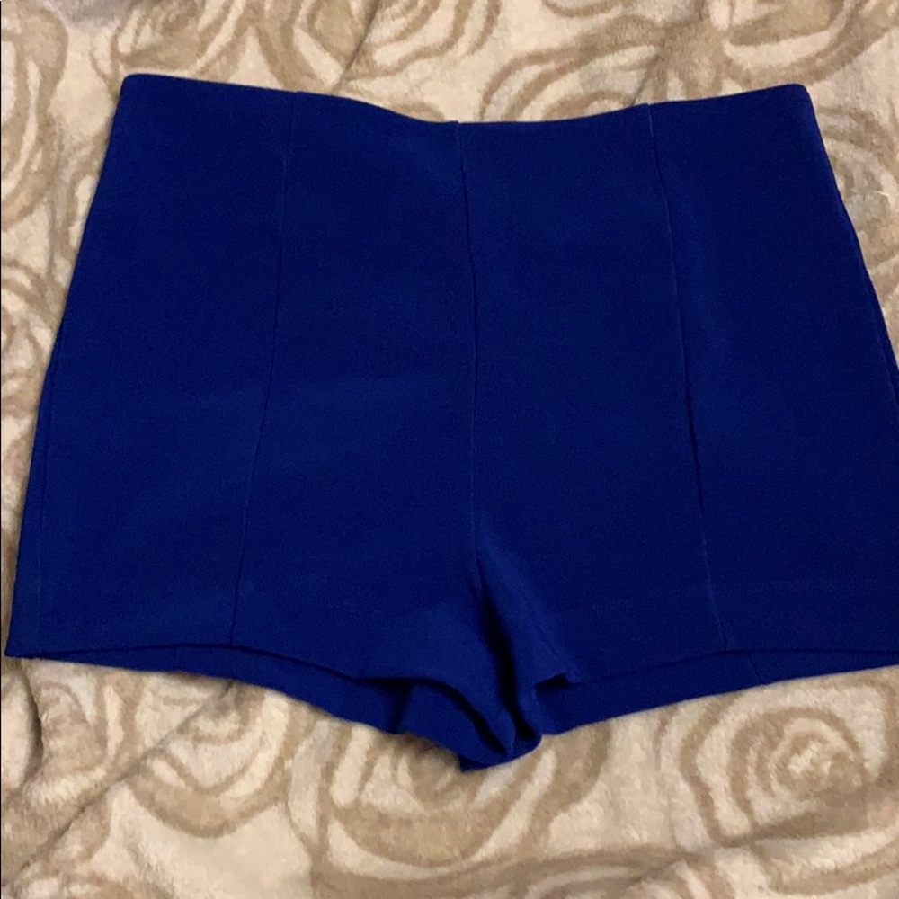 High waisted royal blue shorts